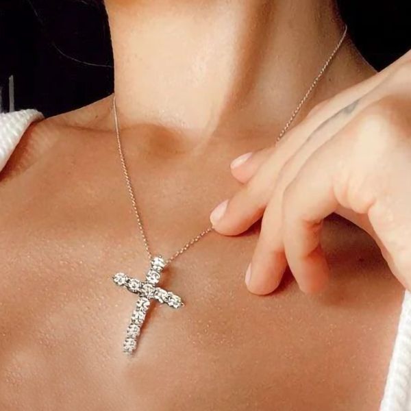 Cross Necklace Pendant Necklace For Women Silver Necklace